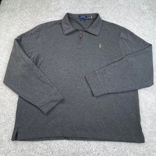 Polo Ralph Lauren Sweater Mens XL Gray Pullover 1/4 Zip Estate Rib Shirt Pony