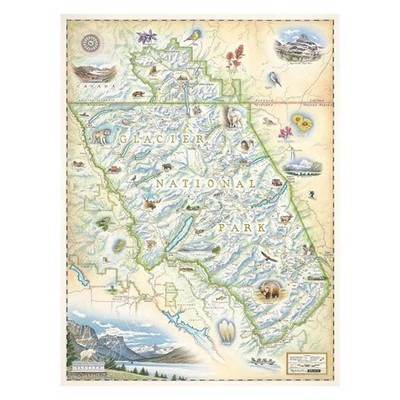 Xplorer Maps MAP GNP Glacier National Park Hand-Drawn Map