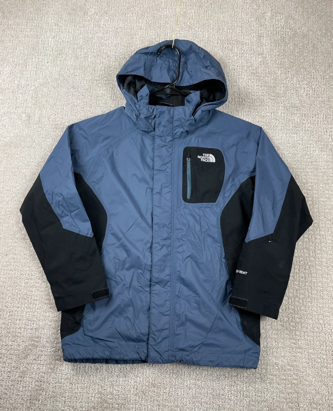The North Face Jacket Youth M (10/12) Blue Black HyVent Full Zip Hooded Outdoors