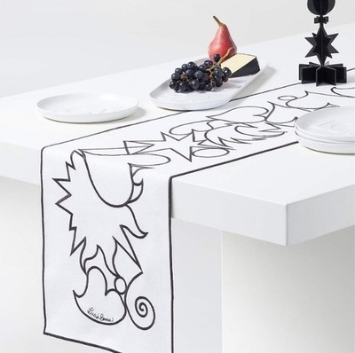 LUCIA EAMES for CRATE & BARREL B & W Celestial Embroidered Runner 14  x 90'' NWT!