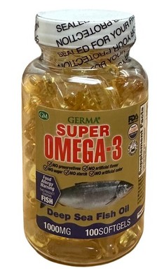 Germa Super Omega-3 1000 mg 100 Softgels Deep Sea Fish Oil.