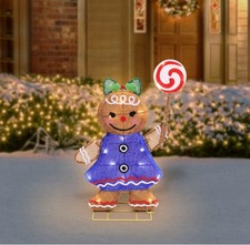 2.5 FT LED GINGERBREAD WOMAN LIGHTED TINSEL YARD PROP