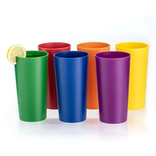 MIYOPESI 26oz Stackable Plastic Water Tumblers Set of 6, Shatter-Proof Plasti...