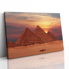 Ancient Pyramids at Sunset Giza Canvas Framed Print Picture Wall Art