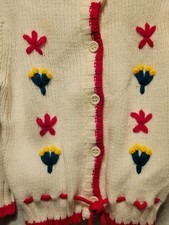 Vintage Girls Sweater Cardigan 4 Crocheted Cottage Grandmacore Toddler Baby