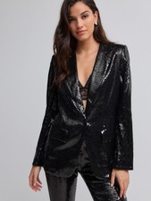 Women’s Black Sequin Relaxed Blazer Black Size 12P BNWT RRP£76 (8)