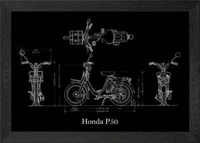 #ad #ad Honda P50 Blueprint Framed Wall Art Poster Canvas Print Picture GBP 12.99