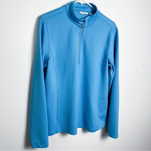 Lady Hagen Essentials Quilted 1/4 Zip Pullover Blue Large Golf Pickleball Tennis - Picture 2 of 11
