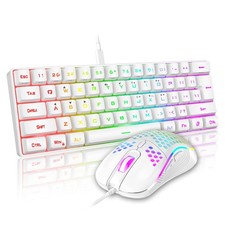 RedThunder 60 Mini Gaming Keyboard and 2-in-1 Wired  Mouse, White