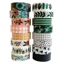 Washi Tape Set of 16 Rolls of 15 mm Wide Cute Decorative Washi Tape for Journ...