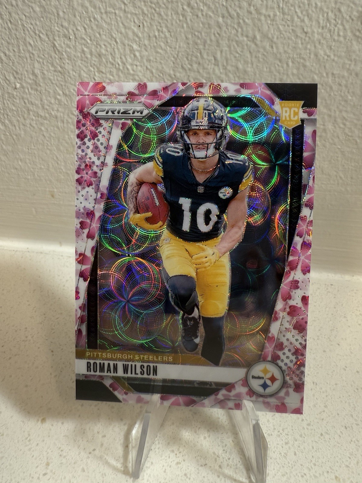 2024 Prizm Choice Roman Wilson #384 Cherry Blossom Rookie #/15 SSP RC Steelers