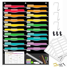 22 Pockets Hanging Wall File Organizer for Legal/ Letter Size Paper Over the ...