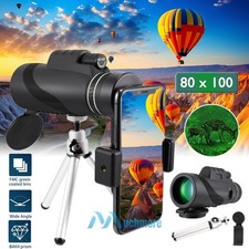 Day Night Vision 80X100 HD Optical Monocular with FMC Lens Waterproof fr Camping