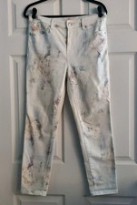 Chico's Platinum Ivory Watercolor Jegging Women's Size 1 8-10 Blue Multi