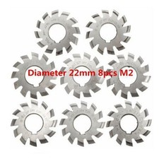 8Pcs HSS M2 Bore 22mm PA 20 Degree 1 2 3 4 5 6 7 8 Involute Gear Cutter Kit