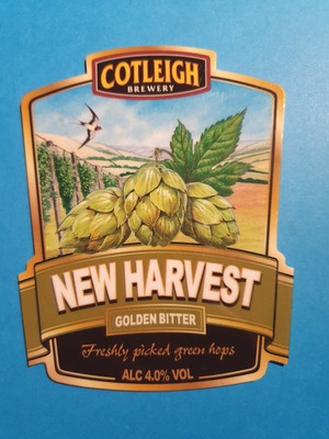 COTLEIGH Brauerei NEUE ERNTE Real Ale Bier Pumpe Clip Abzeichen vorne Somerset