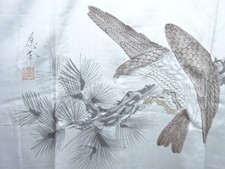 7806026: JAPANESE KIMONO / ANTIQUE EAGLE PATTERN MENS JUBAN