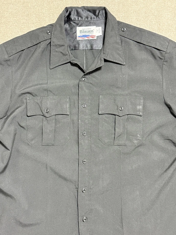 Camisa Azul Para Hombres 18 Negra Manga Corta Uniforme Ropa de Trabajo 8910-Z Regular Hecha en EE. UU. Foto 3 de 4