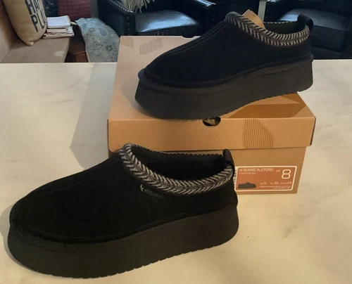 Nuove ciabatte scarpe KOOLABURRA by UGG Burree slip on platform nere taglia 8 nuove con scatola