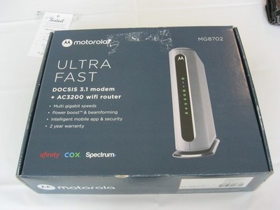 Motorola MG8702 DOCSIS 3.1 Cable Modem Router 4-Port with Power Adapter & Cable