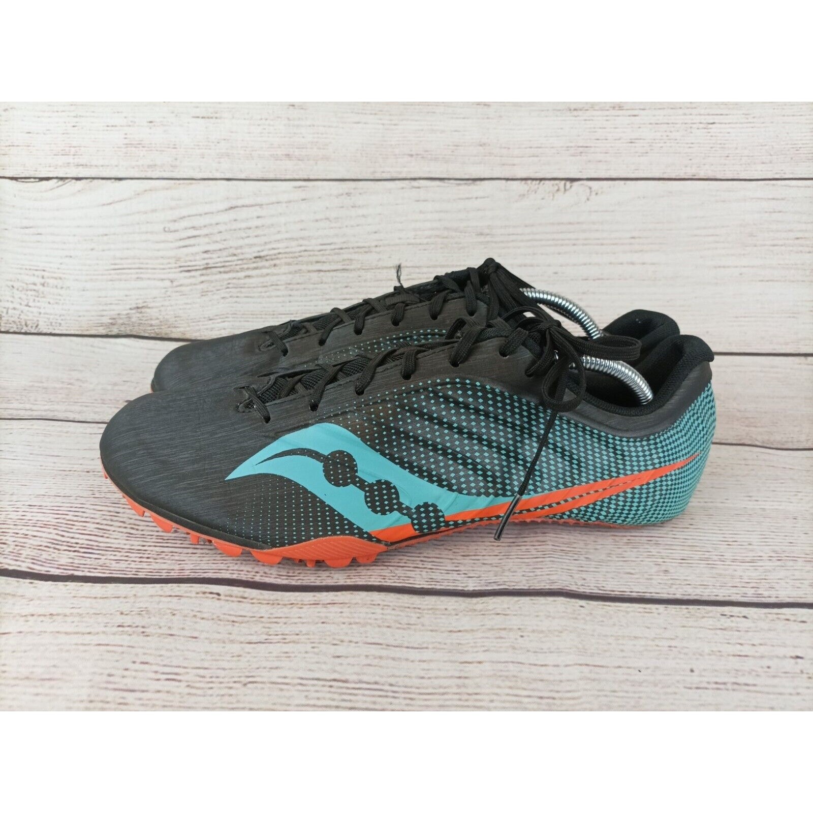 Saucony Mens Spitfire 5 Track Shoes Sz 9.5 Black Cool Mint Green thumbnail 6