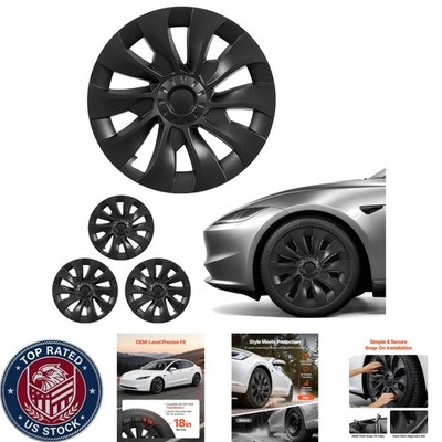 Stylish Snap-On Hubcaps for Tesla Model 3 (2017-2023) | 18  Matte Black Set of 4