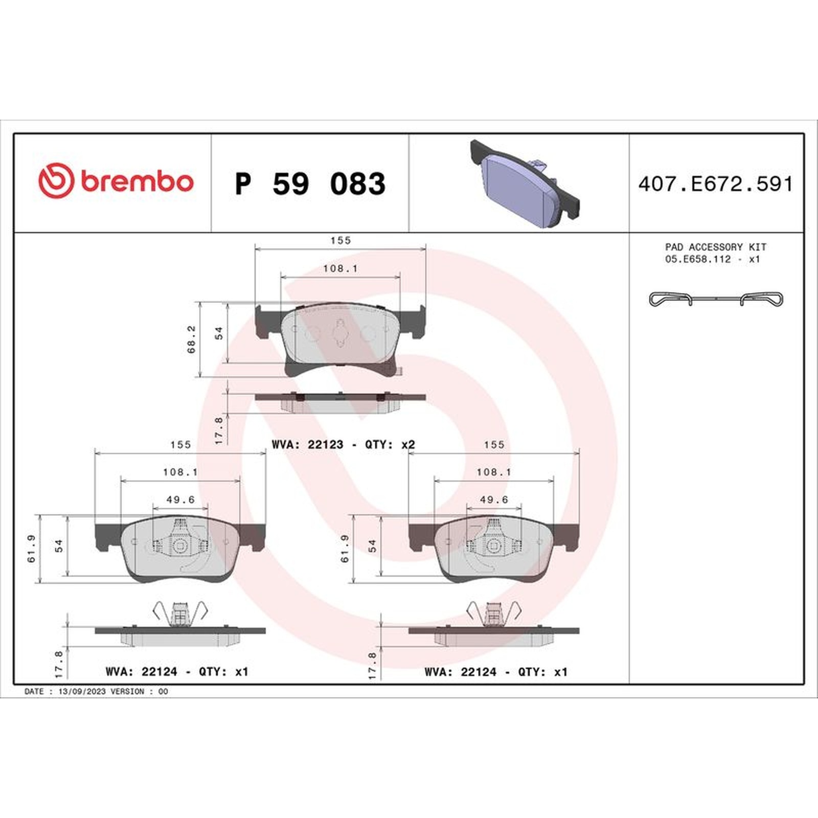 ✅Fits BREMBO KLOCKI SZCZEKI CYLINDERKI P 59 083 BRAKE PADS OPEL CORS ⭐UK Seller⭐ - Image 14