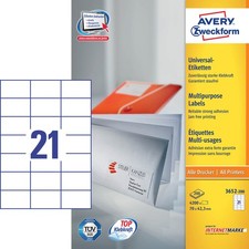 AVERY Zweckform Etiketten 3652-200 wei&szlig; 70,0 x 42,3 mm, 220 Blatt