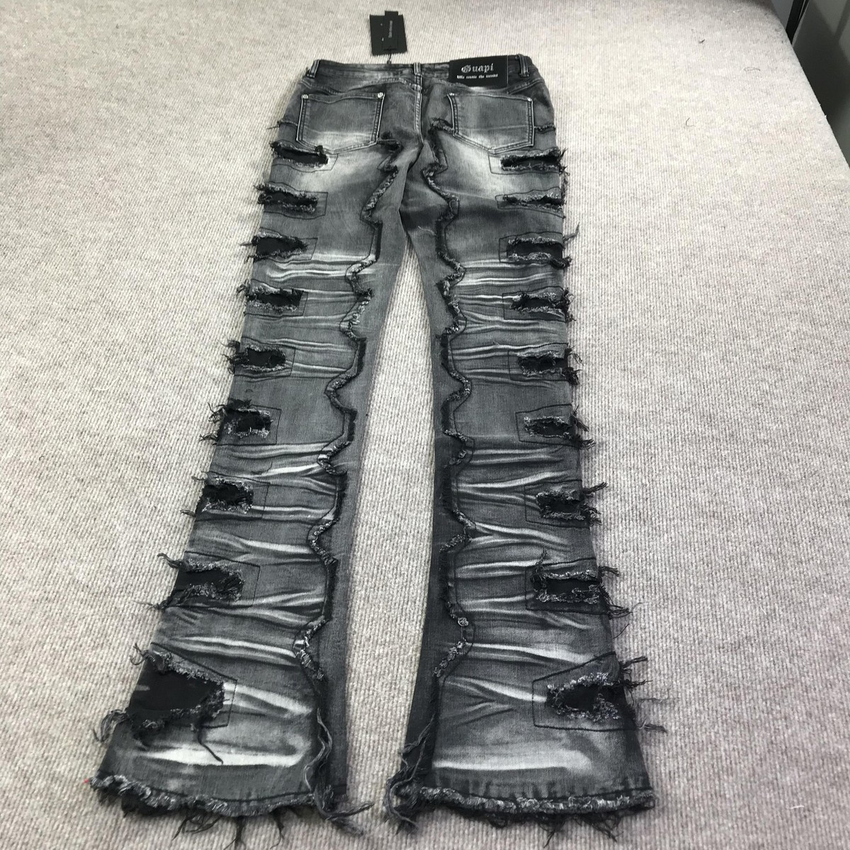 Guapi Jeans Mens 32 Distressed Ripped Patchwork Moto