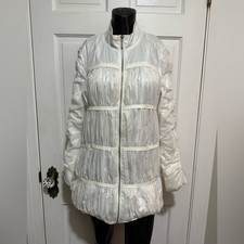 White Simon Chang Womens Jacket Unique Unusual Odd Puffy Layers Size 4