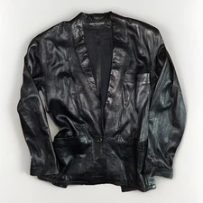 Vintage Mario Valentino Women's Leather Jacket Blazer Singe Button Made Italy 38