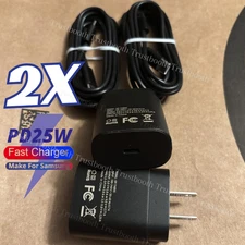 2X 25W Super Fast Charger Cube PD USB C To USB C Cord For Samsung Galaxy S25 S24