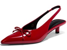 Women  s Slingback Pumps Low Heel Dress Shoes Pointed Toe Bow Tie Slip-On Office