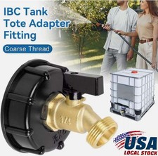 275-330 Gallon IBC Tote Water Tank Adapter 2" Brass Hose Faucet Valve Tools 3/4"