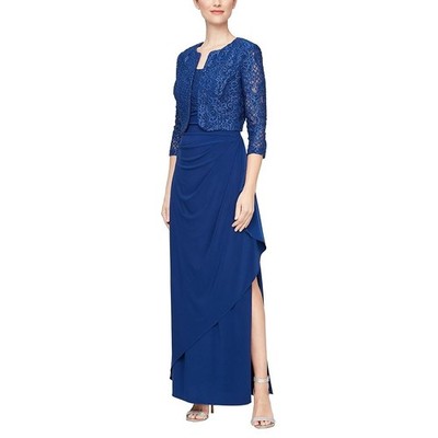 Alex Evenings 2 Piece Blue Empire Waist Bolero Dress Formal Dress Jackets Set 10