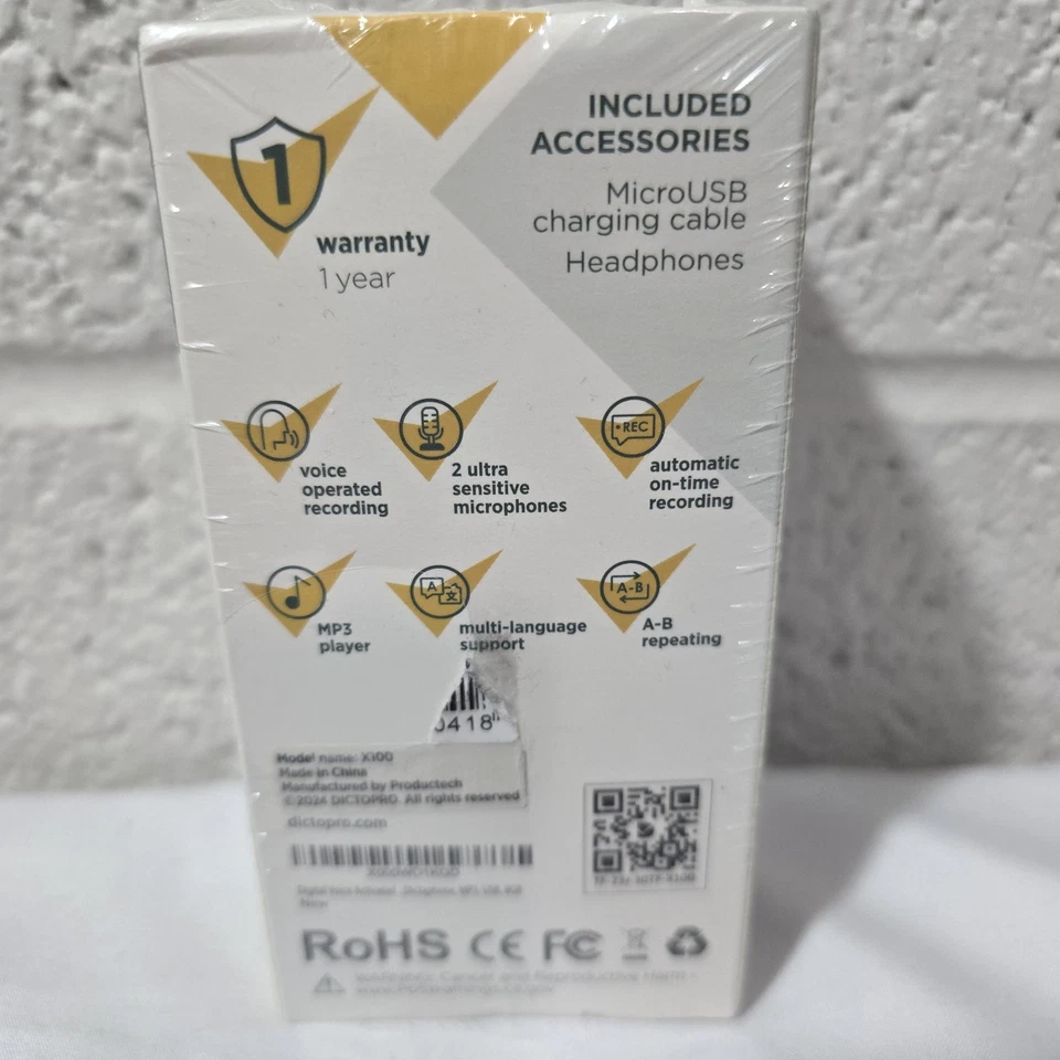 New Dictopro X100 Digital Voice activated recorder Headphones/USB charging Cable - Image 2 of 4