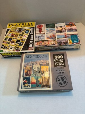 Lot of 3 Various Jigsaw Puzzles 500-1000 Pieces by Endless Games, ETC USED #30