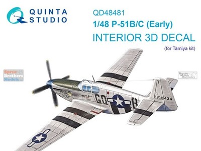 QTSQD48481 1:48 Quinta Studio 3D Decal - P-51B P-51C Mustang Early (TAM kit)