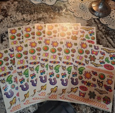 Vintage 1998 Rose Art Temporary Tattoo Sheets   Y2K Psychedelic Butterfly Flower