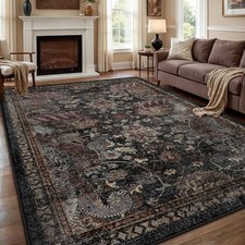 Area Rug,Washable Rug,Rugs for Living Room,Washable Area 8 10 Dark Red