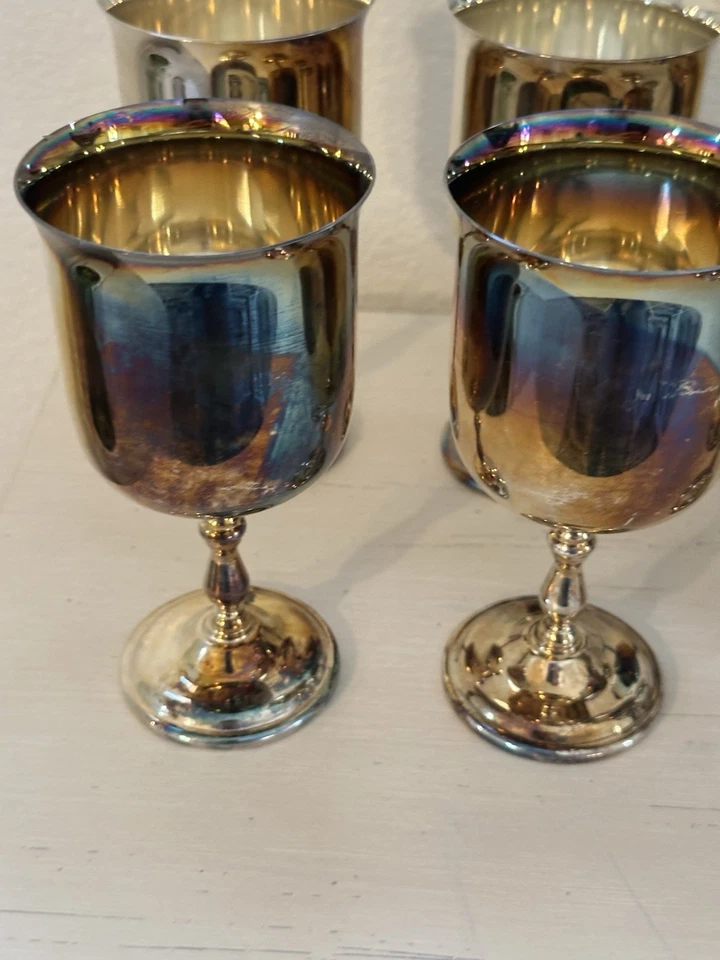 "8 copas de cáliz con patas de tallo de plateros Oneida de colección 5,75""" Foto 3 de 4