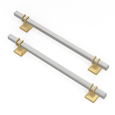 Lepatape 10 Pack 7-1/2 Inch Modern Silver Gold Cabinet Pulls Stainless Steel Zin