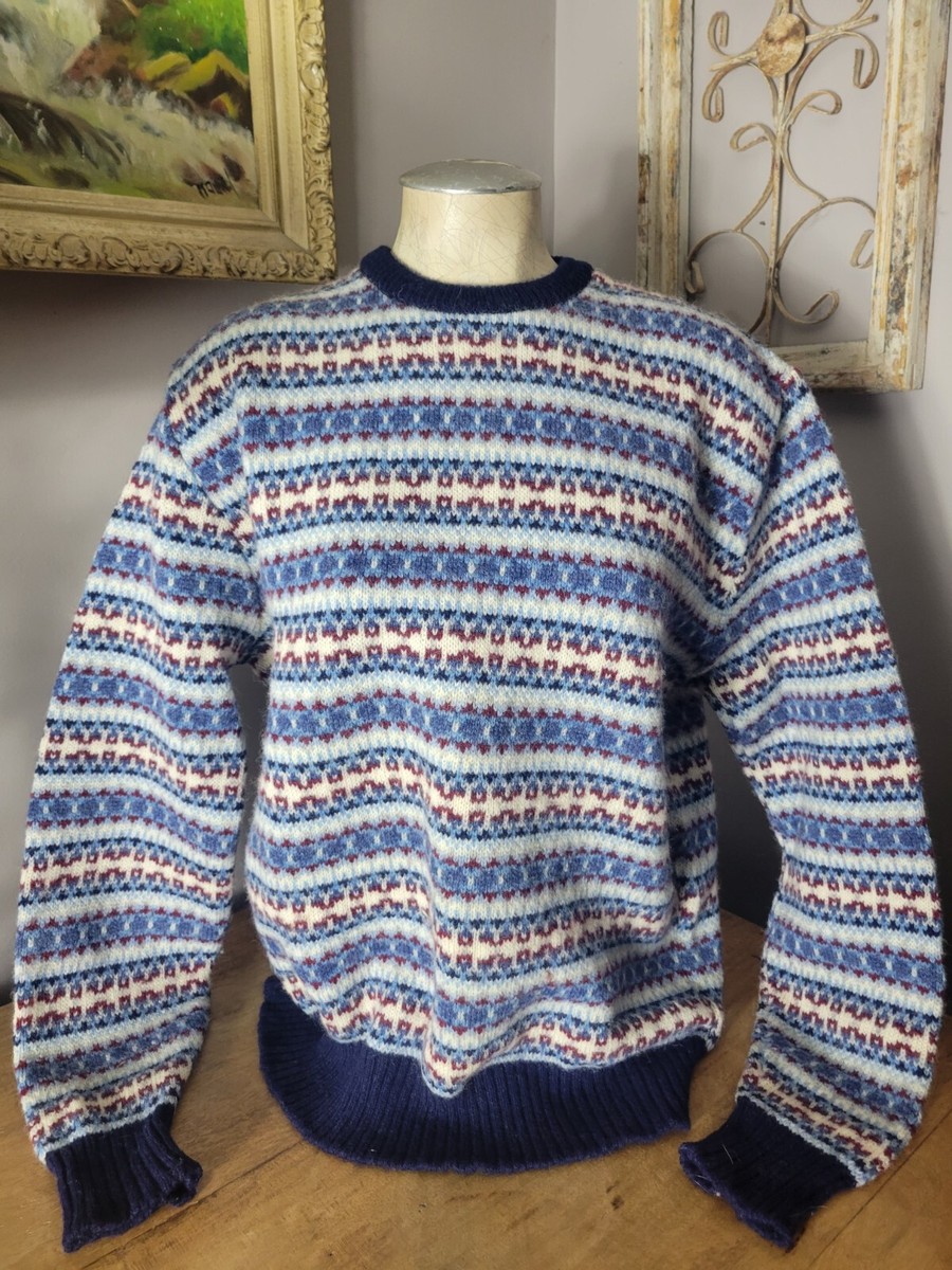 Vintage Pitlochry Shetland Wool Men's Ski Sweater Scotland Nordic