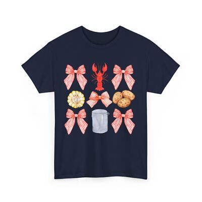 Crawfish Shirt, Seafood Lovers Pink Bow Coquette Crawfish Boil T-shirt