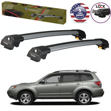 Roof Racks Cross Bars Gray Aluminum Lockable For Subaru Forester 2003-2007