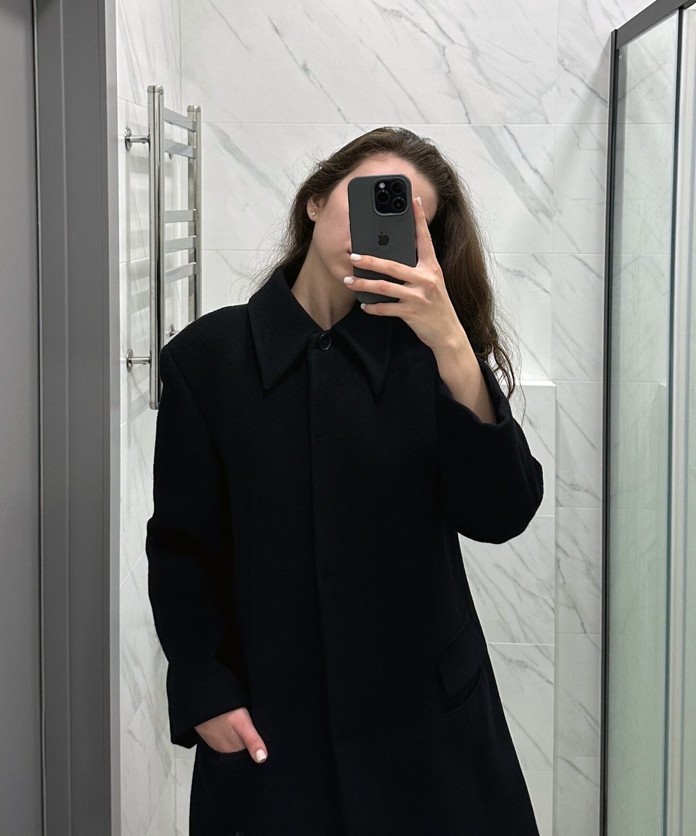 Vintage Womens GUCCI Coat Jacket Black Overcoat Alpaca Wool