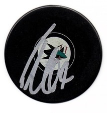 TIMO MEIER SAN JOSE SHARKS SIGNED AUTOGRAPHED PUCK WITH COA , TEAM Switzerland