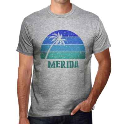 ULTRABASIC Herren T-Shirt Palme Strand Sonnenuntergang mit Merida Palm,