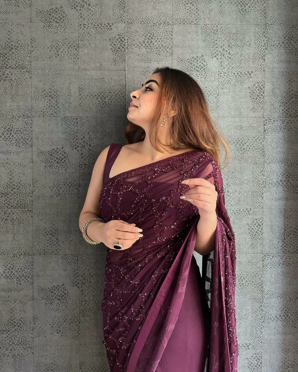 Grape wine colour wedding saree sale