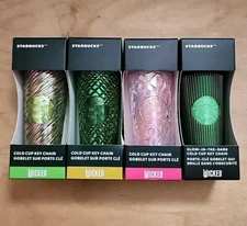 2024 Wicked X Starbucks Elphaba Glinda  Emerald City & Wicked Keychains Set Of 4